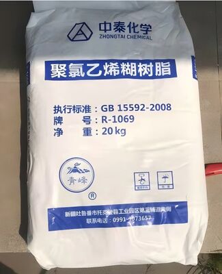 Zhongtai R1069 PVC Paste Resin K-Value 78 ด้วยความแน่นของพลาสติซอลต่ําและ VCM ที่เหลือมากต่ําสําหรับการใช้งานระดับสูง