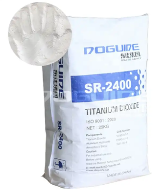 DOGUIDE SR-2400 รูไทล์ไทเทเนียมไดออกไซด์พร้อมการเคลือบซิลิกาหนาแน่น Si-Al เพื่อความขาวและความแข็งแรงของการย้อมสีสูงและสารตกค้างของตะแกรงต่ำเป็นพิเศษ