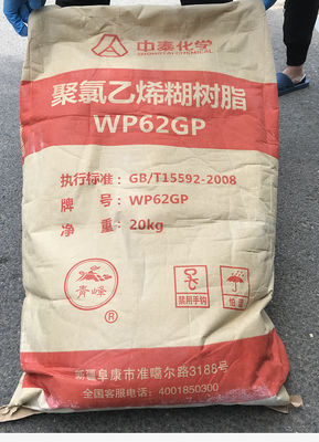 Zhongtai WP62GP พีวีซีเรซินเกรดพาสต์ที่มีระดับการพอลิเมอเรชั่นต่ํา ความสกปรกต่ําและความมั่นคงในการกระจายตัวที่ดี