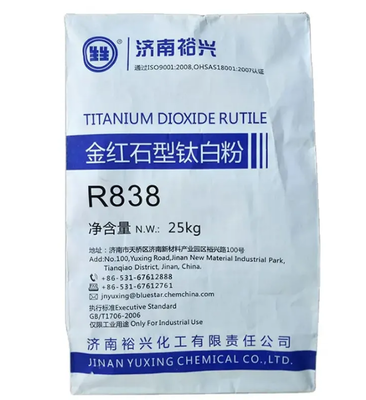 BLUESTAR Jinan Yuxing R838 กระบวนการซัลฟาต Rutile Titanium Dioxide ขนาดอนุภาคแบบเดียวกันแคบและการกระจายตัวในน้ําได้ดีเยี่ยม